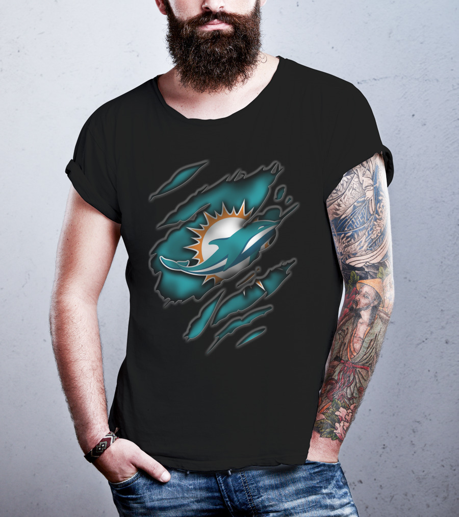Miami Dolphins Logo Torn T-Shirt