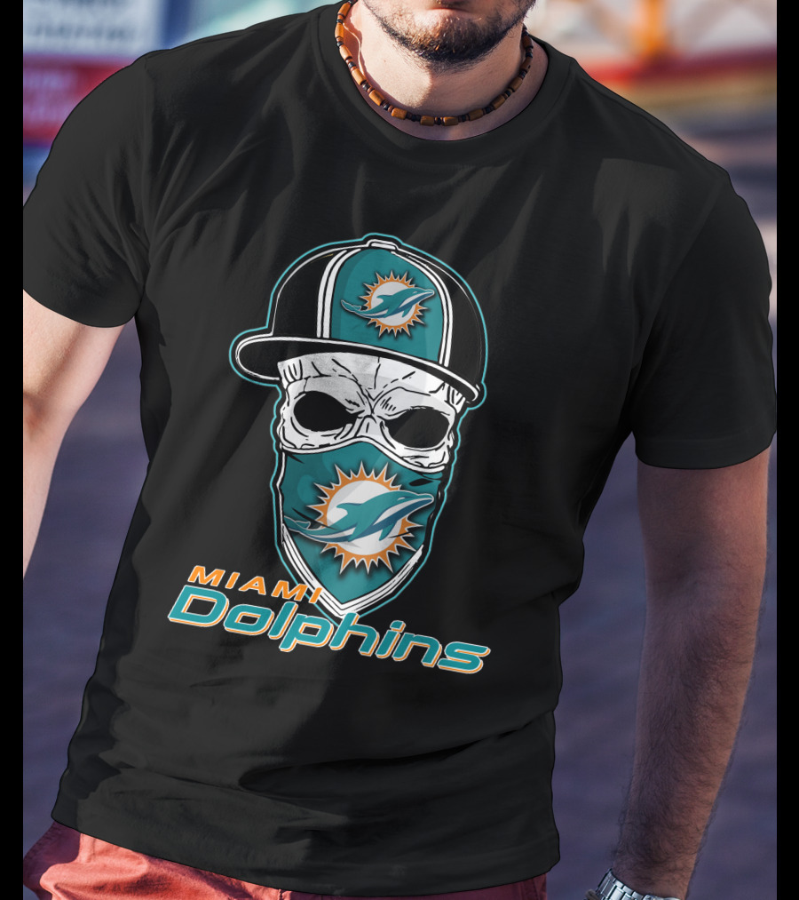 Miami Dolphins Skull Hat T-Shirt