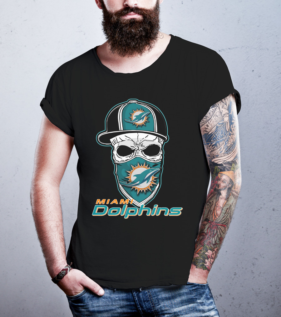 Miami Dolphins Skull Hat T-Shirt