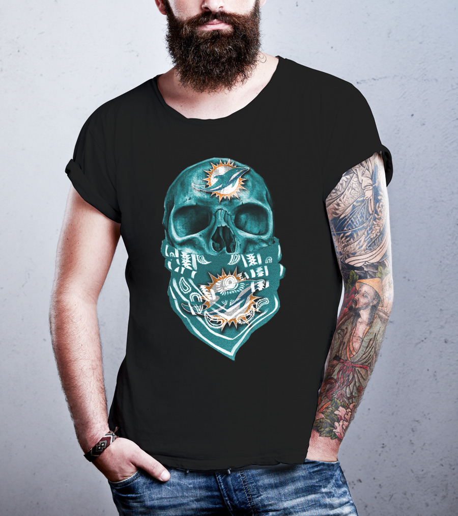 Miami Dolphins Skull Bandana T-Shirt