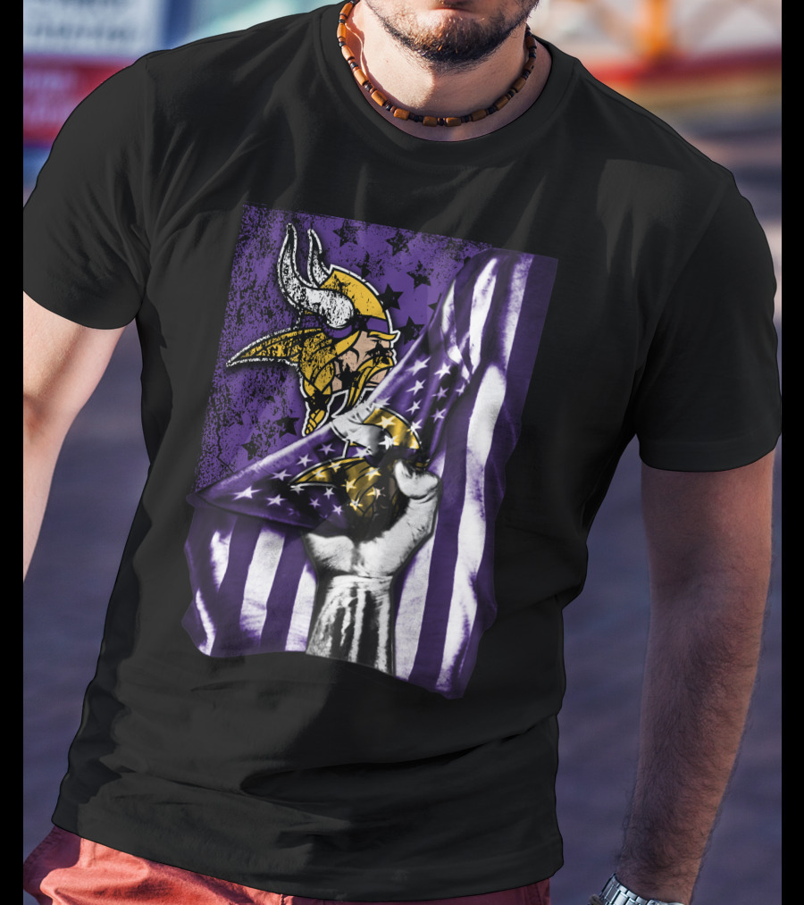 Minnesota Vikings Flag Stars And Stripes Viking T-Shirt