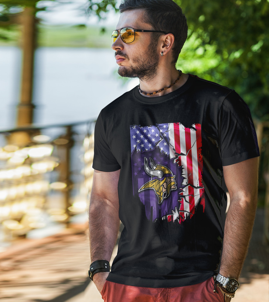 American Flag Minnesota Vikings T-Shirt