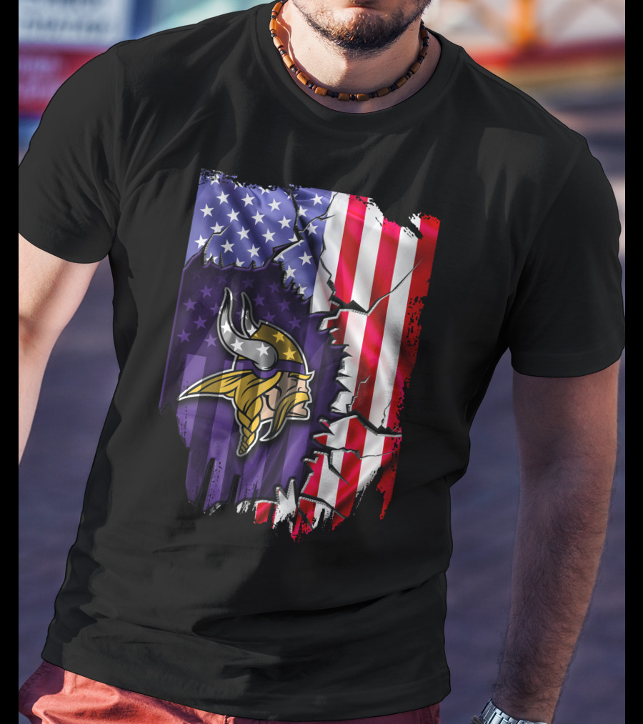American Flag Minnesota Vikings T-Shirt