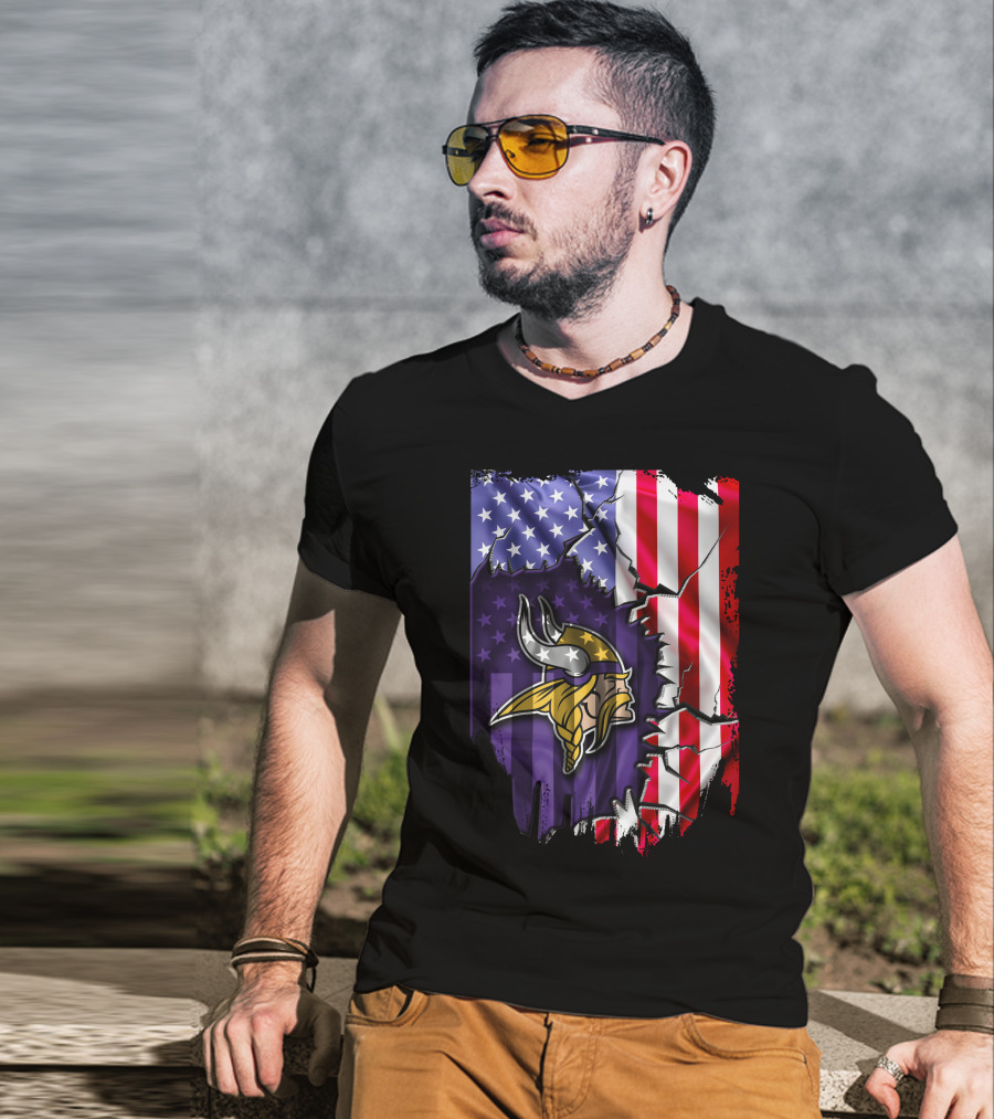 American Flag Minnesota Vikings T-Shirt