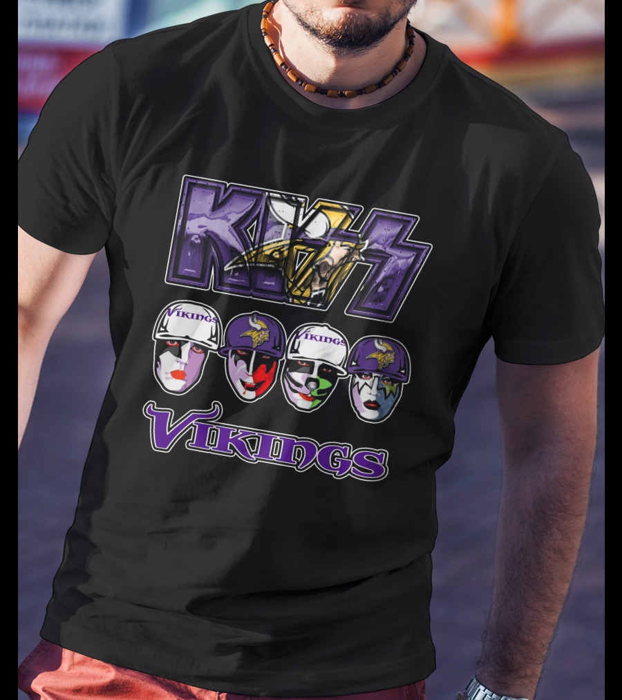 KISS Minnesota Vikings Fans Face Paint Collaboration T-Shirt