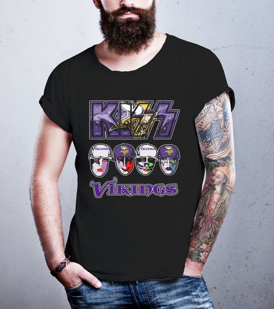 KISS Minnesota Vikings Fans Face Paint Collaboration T-Shirt