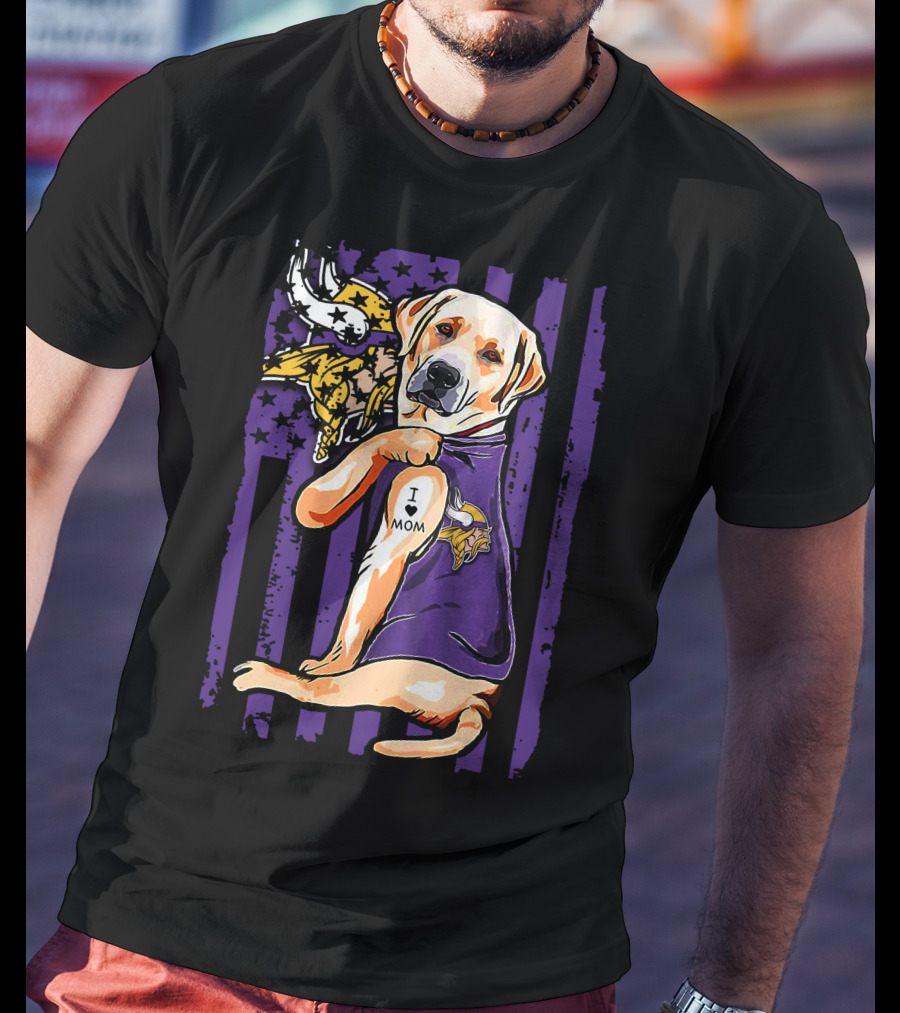 Minnesota Vikings Labrador Retriever I Love Mom T-Shirt
