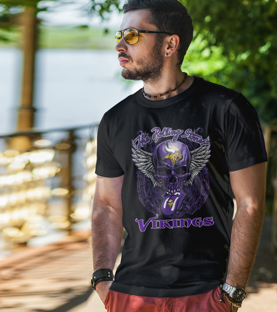 The Rolling Stones Vikings Skull With Wings And Tongue T-Shirt