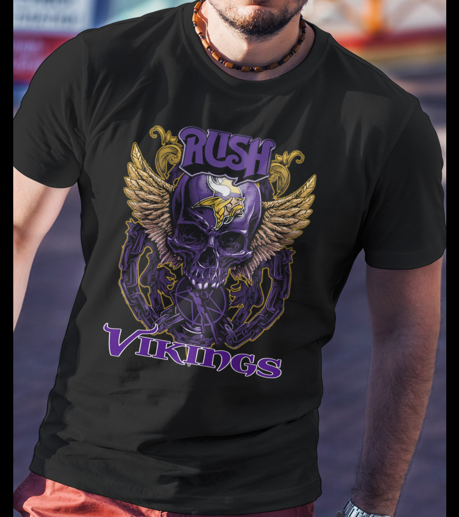 Rush Minnesota Vikings Skull Wings Chain T-Shirt