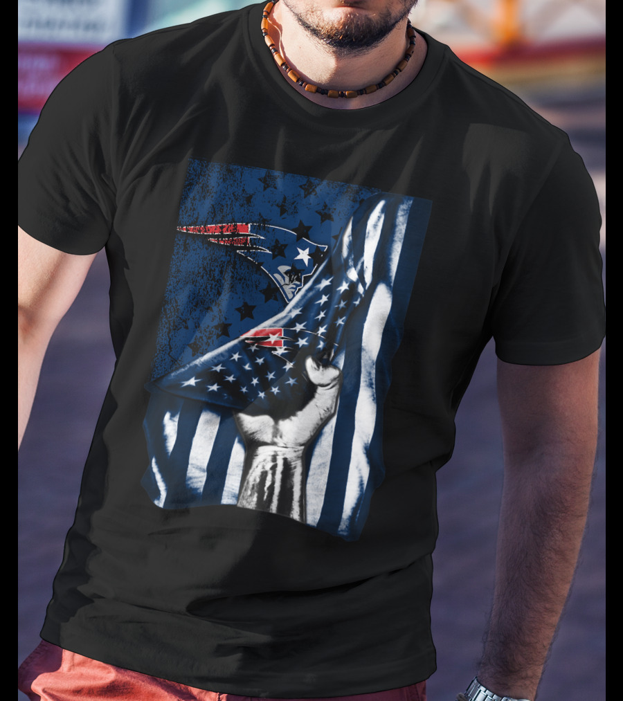 New England Patriots American Flag Hand Stars Stripes T-Shirt