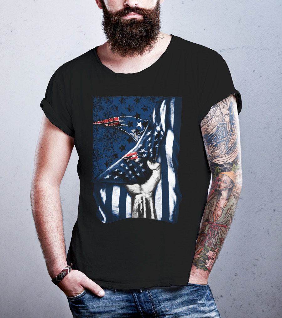 New England Patriots American Flag Hand Stars Stripes T-Shirt