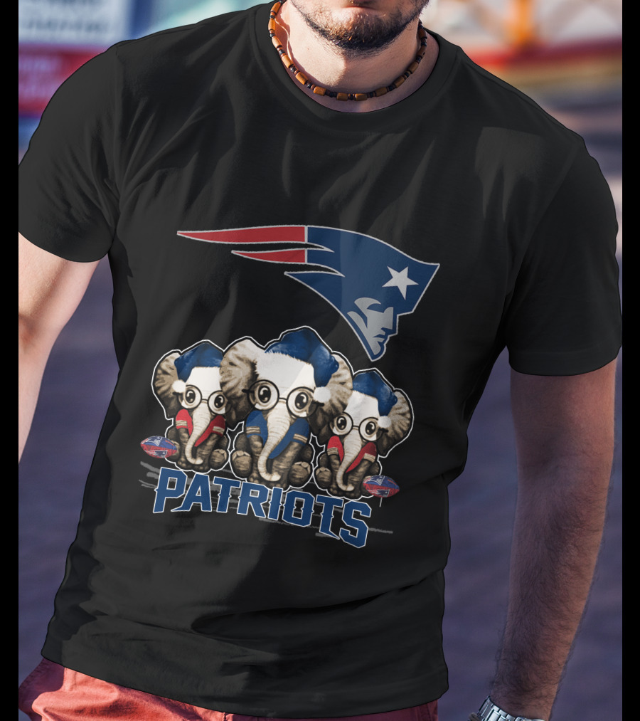 Elephan Xmas New England Patriots Cute Patriots Elephants T-Shirt