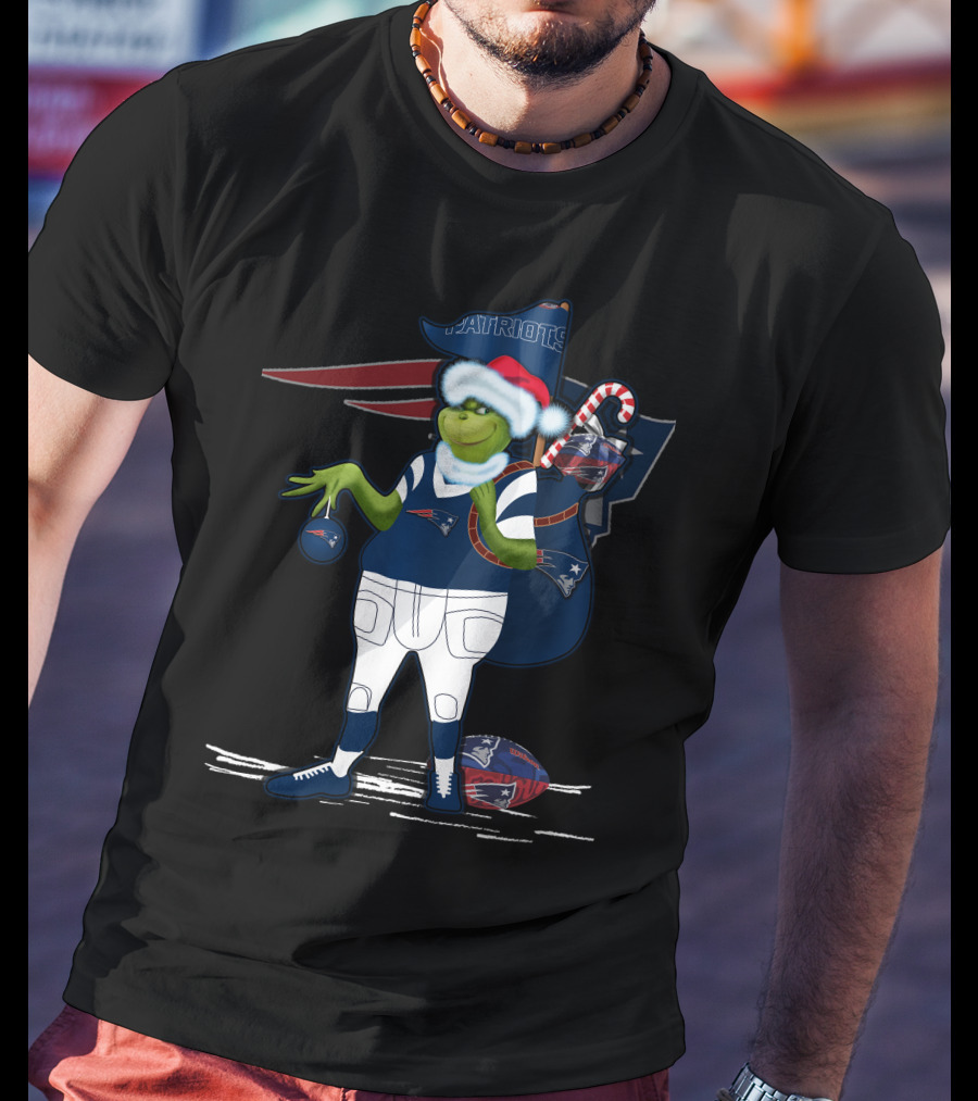 Patriots Grinch Christmas Football Sack Fan T-Shirt