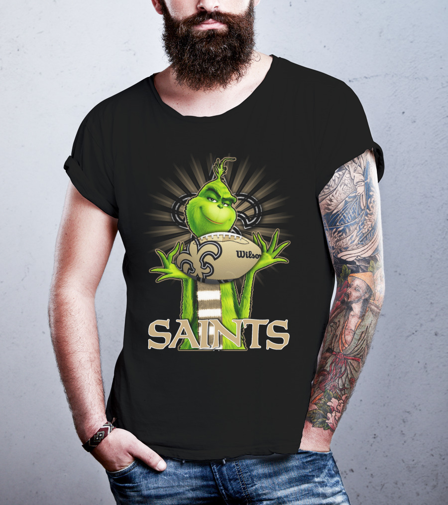 Grinch Holding Wilson Football New Orleans Saints T-Shirt
