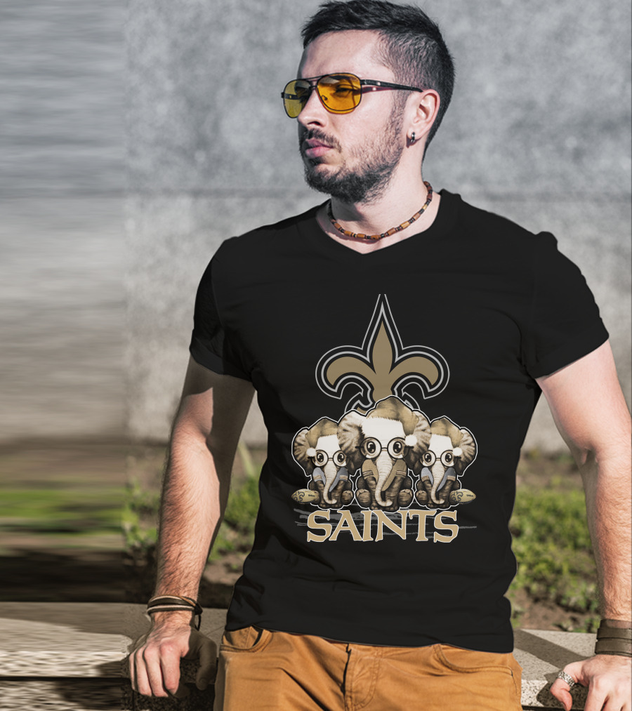 New Orleans Saints Elephan Xmas Fleur-de-Lis T-Shirt