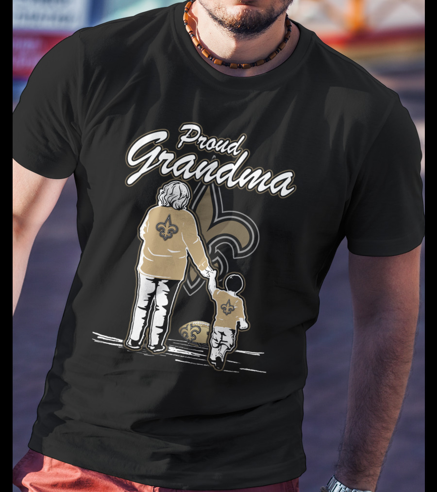 Proud Grandma New Orleans Saints Fleur-de-Lis Family Love T-Shirt