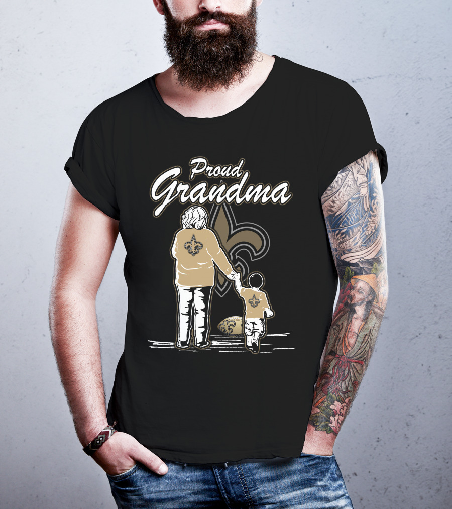 Proud Grandma New Orleans Saints Fleur-de-Lis Family Love T-Shirt