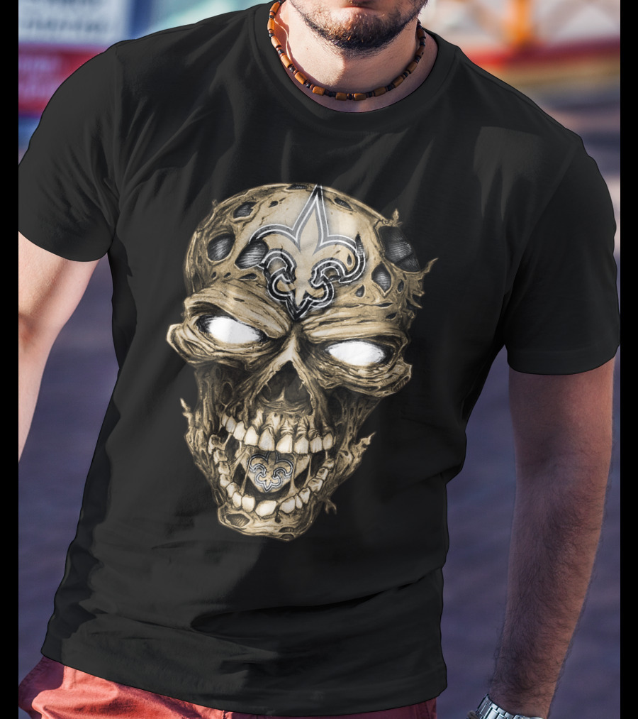 Skull V2 New Orleans Saints Fleur-de-Lis Zombie Head T-Shirt