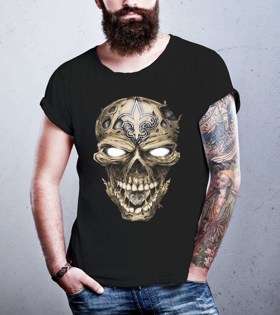 Skull V2 New Orleans Saints Fleur-de-Lis Zombie Head T-Shirt