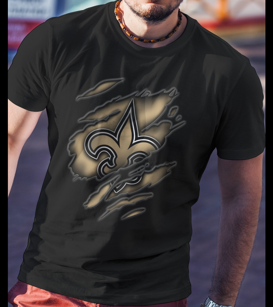 Torn V3 New Orleans Saints Fleur-de-Lis T-Shirt
