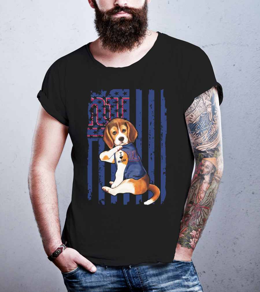 Beagle I Love Mom New York Giants T-Shirt