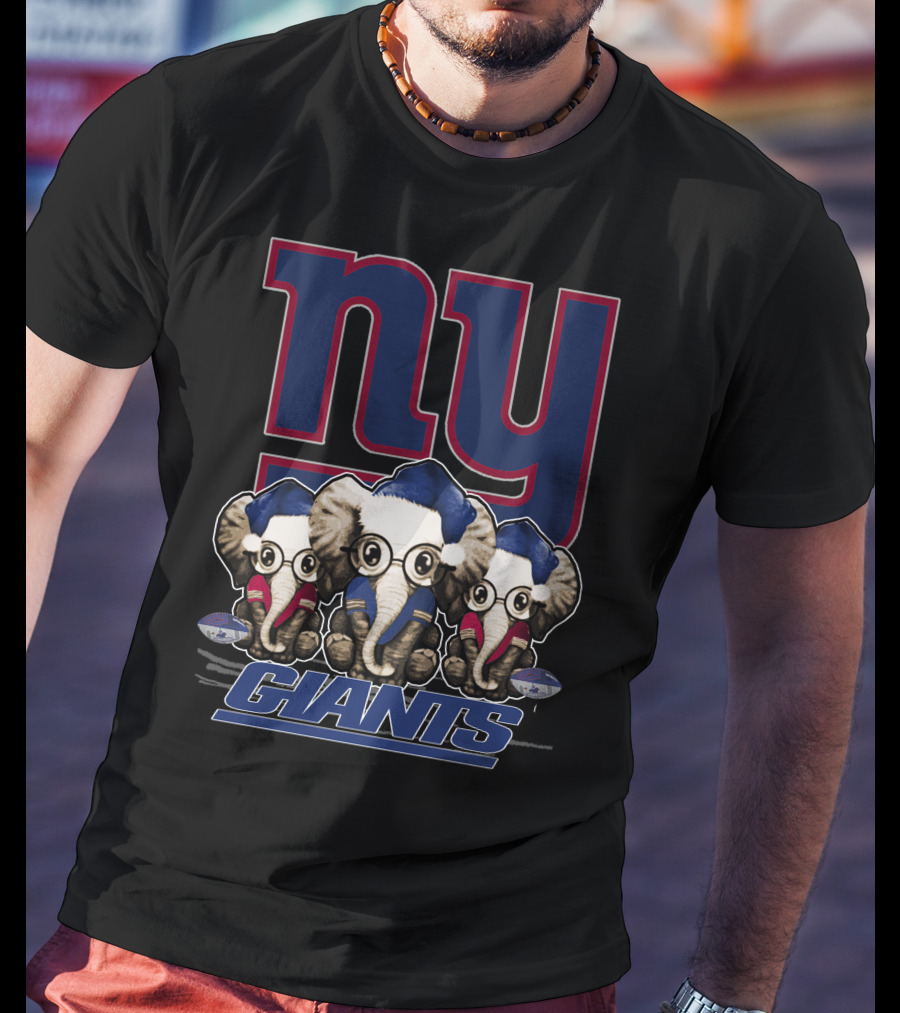 NY Giants Christmas Elephants T-Shirt