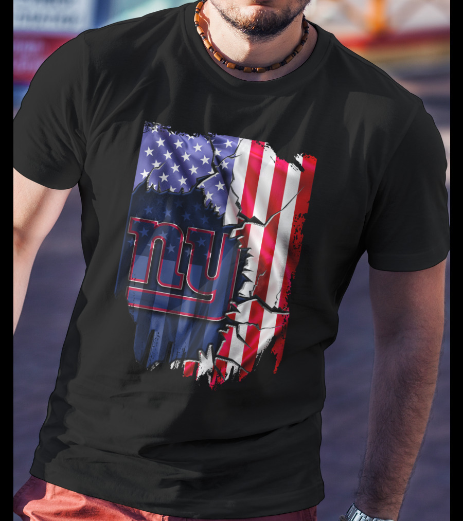 Flag V2 New York Giants American Flag Rip T-Shirt