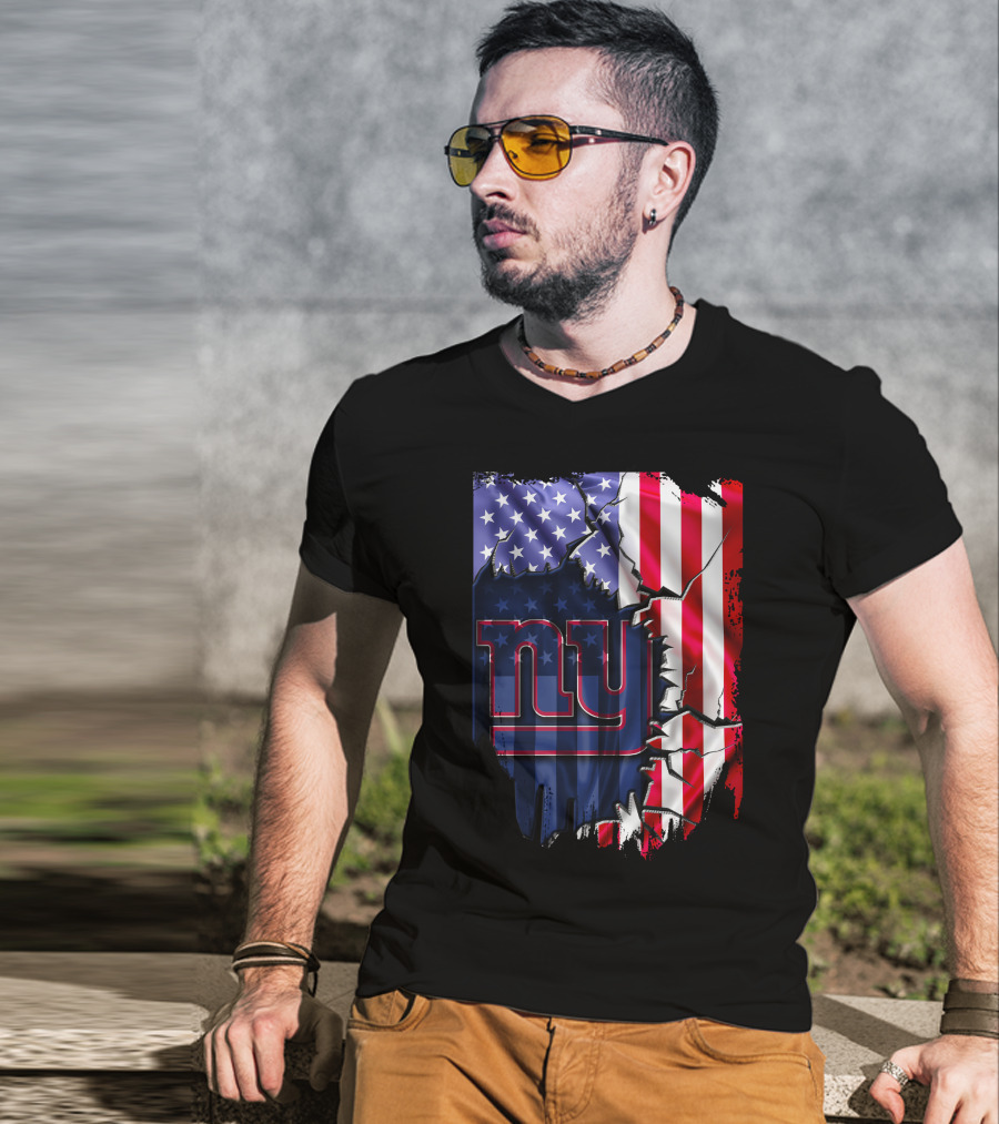 Flag V2 New York Giants American Flag Rip T-Shirt