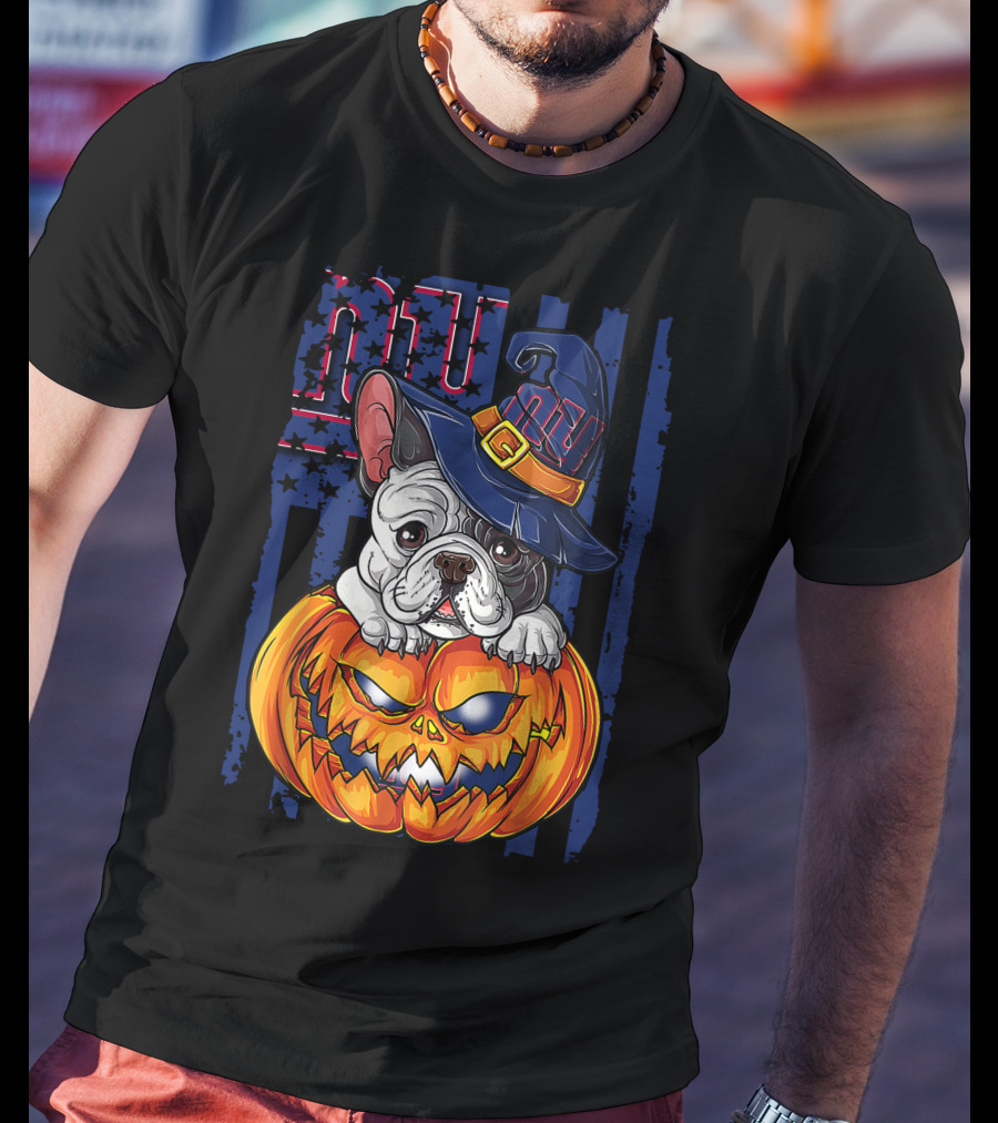 Hlw Bulldog New York Giants Halloween Pumpkin T-Shirt
