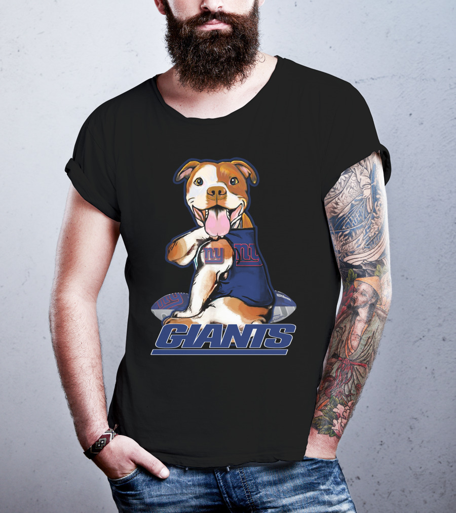 Pitbull New York Giants Pup Enthusiast T-Shirt