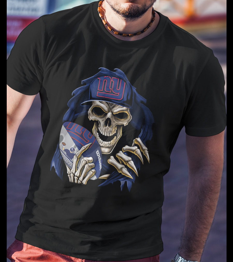 Skullbong New York Giants Skull Football T-Shirt