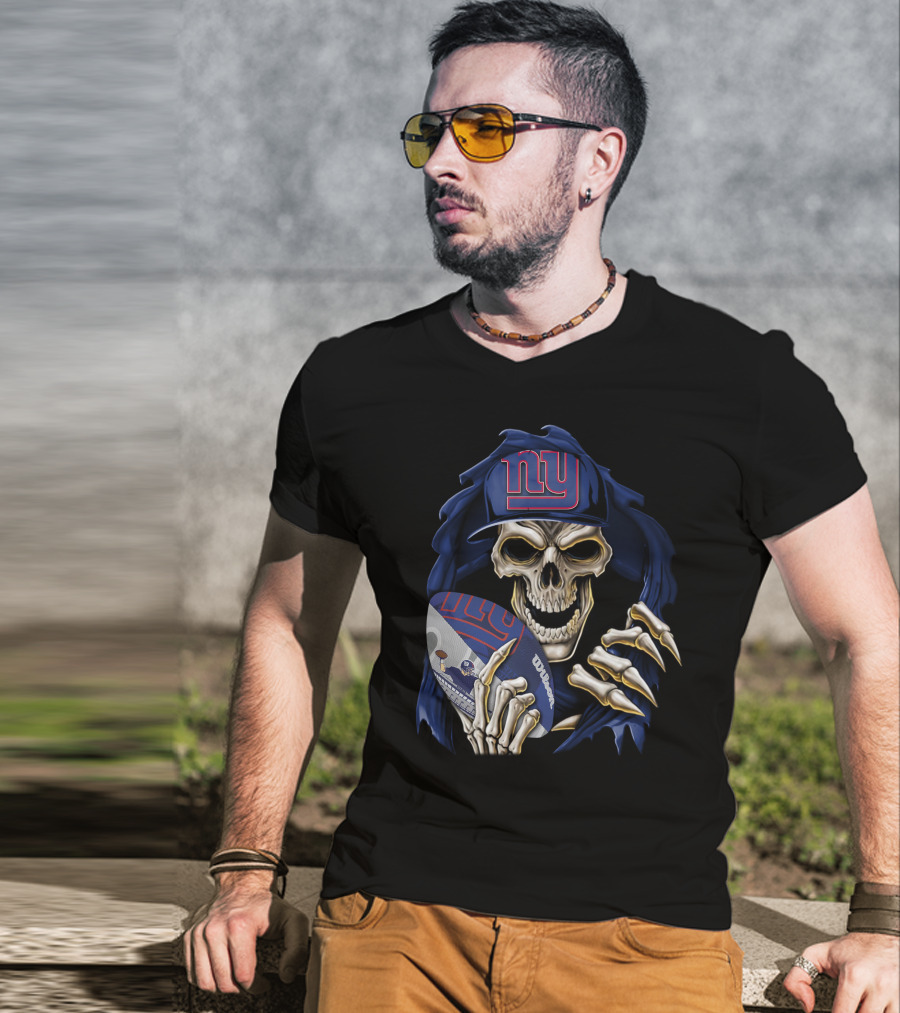 Skullbong New York Giants Skull Football T-Shirt
