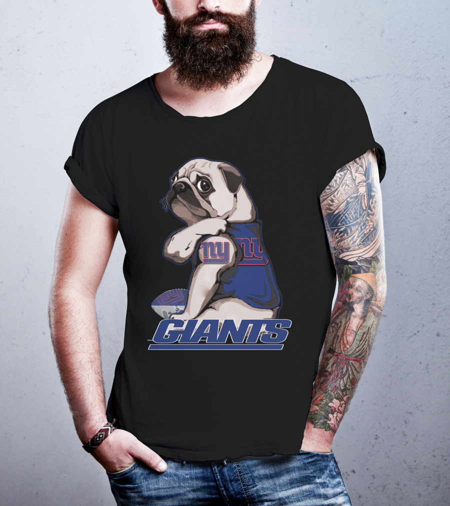 Pug Wearing New York Giants Football Sweater T-Shirt