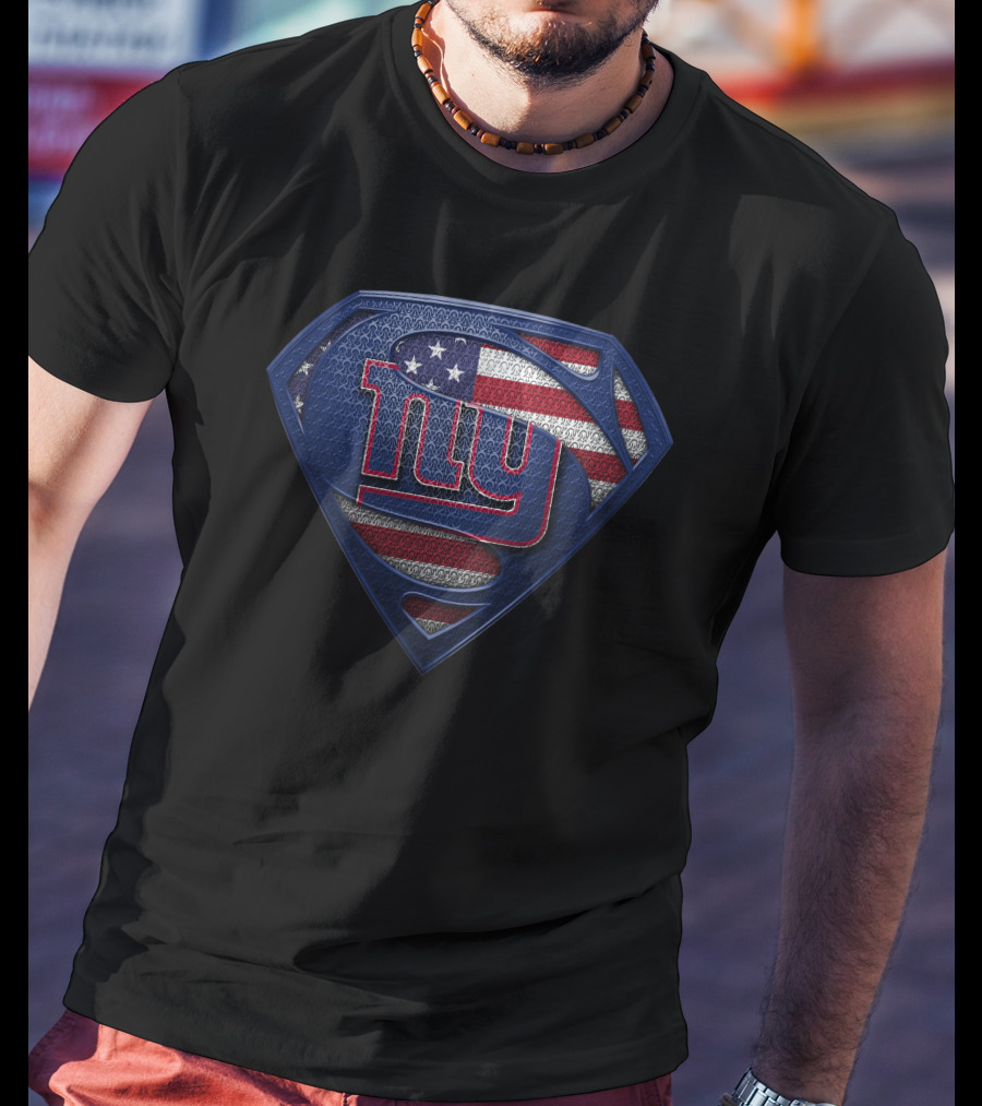 New York Giants American Flag Superman Shield T-Shirt