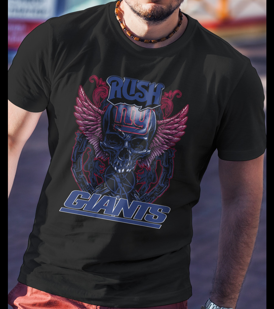 Rush Ny Giants Skull With Wings T-Shirt