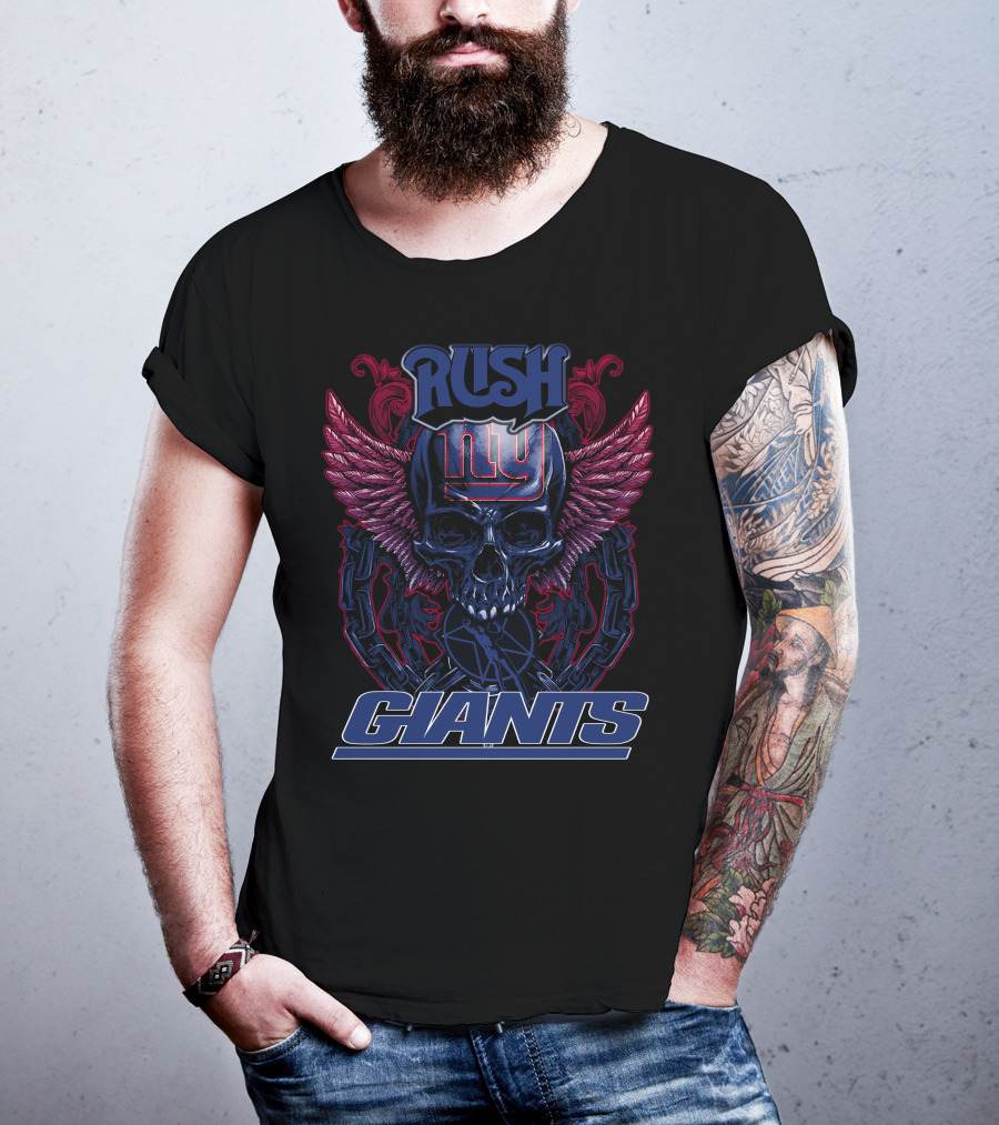 Rush Ny Giants Skull With Wings T-Shirt