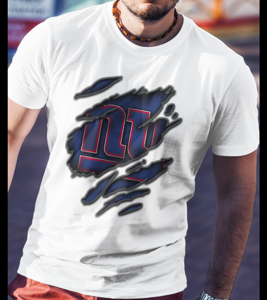 Torn V3 New York Giants Logo Rip Effect T-Shirt