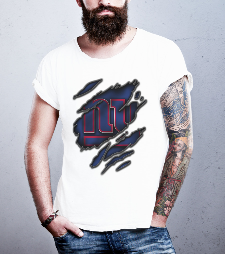Torn V3 New York Giants Logo Rip Effect T-Shirt