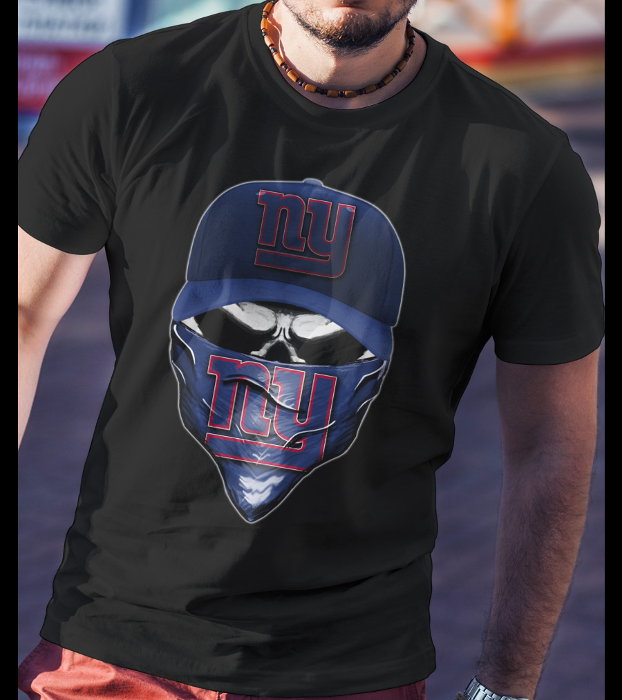 Skull V6 New York Giants Ny Logo Cap And Bandana T-Shirt