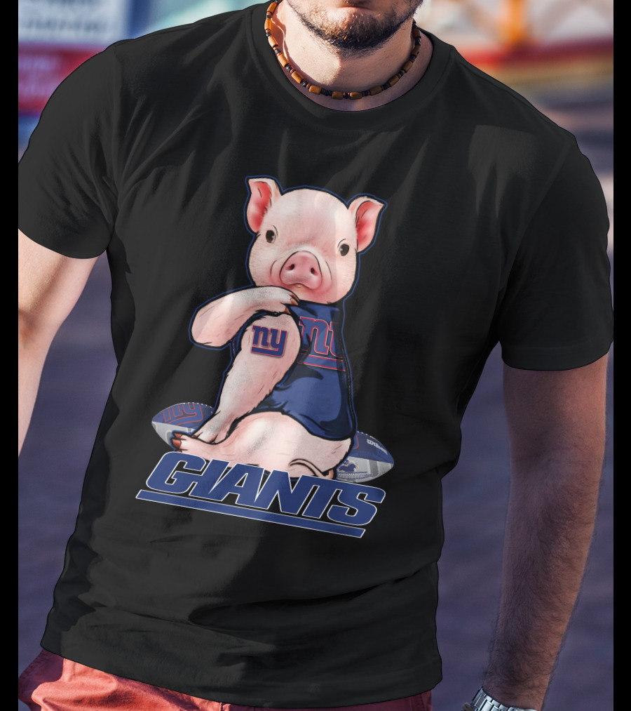 Pig In New York Giants Fan Jersey T-Shirt