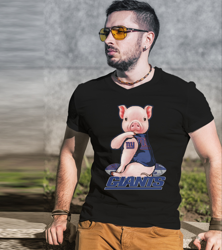 Pig In New York Giants Fan Jersey T-Shirt