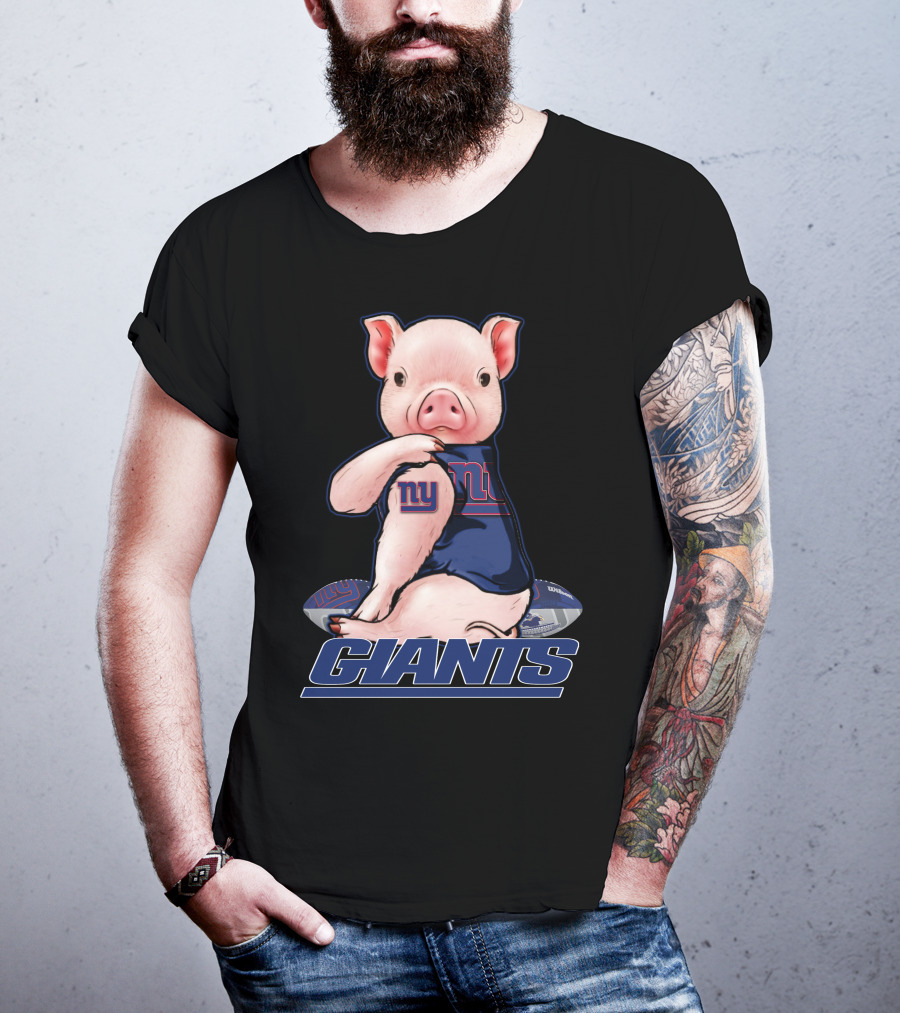 Pig In New York Giants Fan Jersey T-Shirt