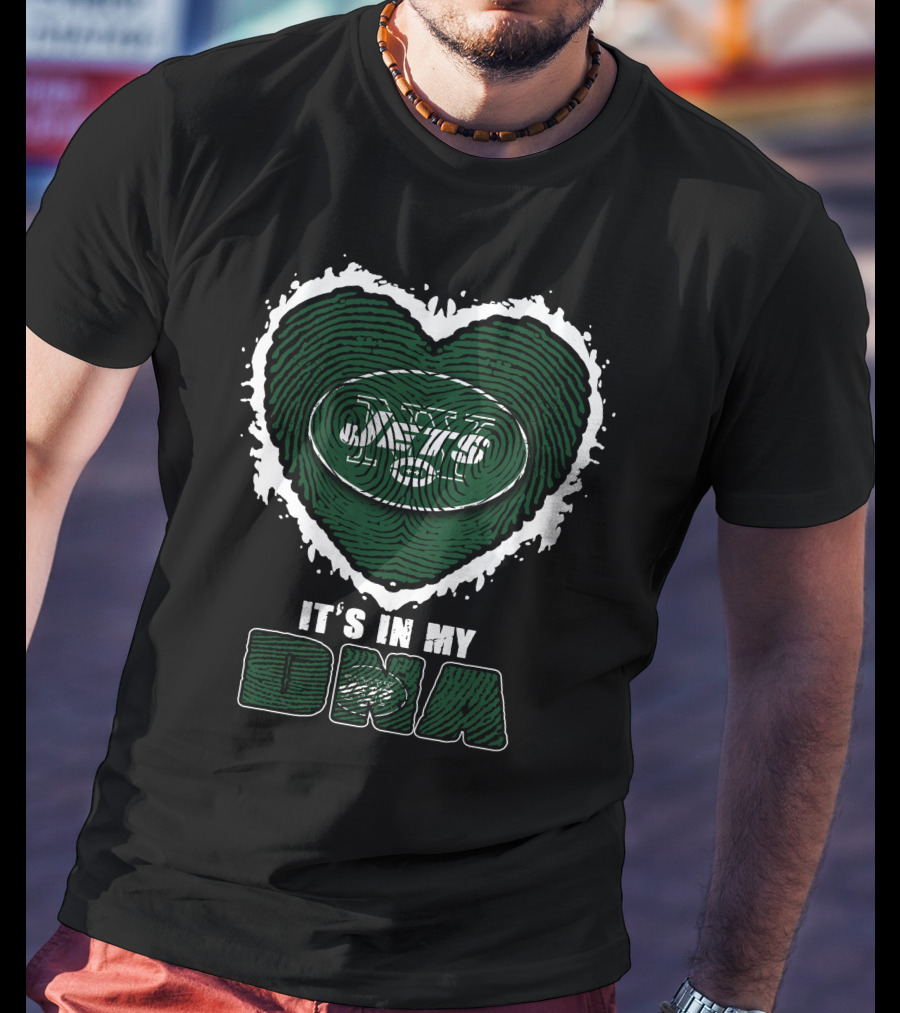 It's In My DNA New York Jets Heart Fingerprint T-Shirt