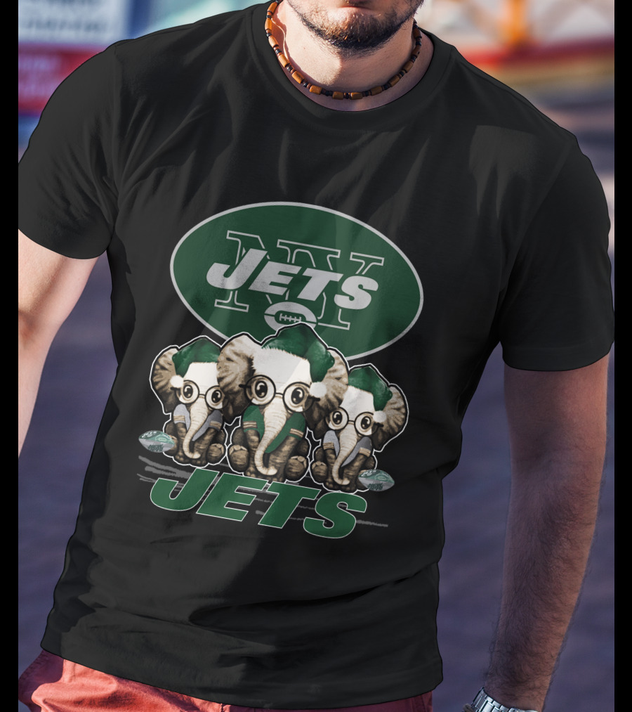 New York Jets Elephan Xmas Jets Football Trio T-Shirt