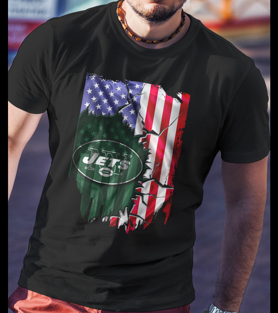 New York Jets American Flag Rip T-Shirt