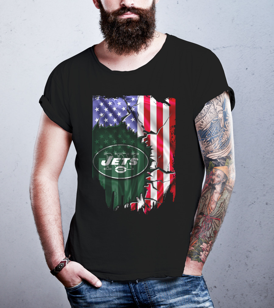 New York Jets American Flag Rip T-Shirt