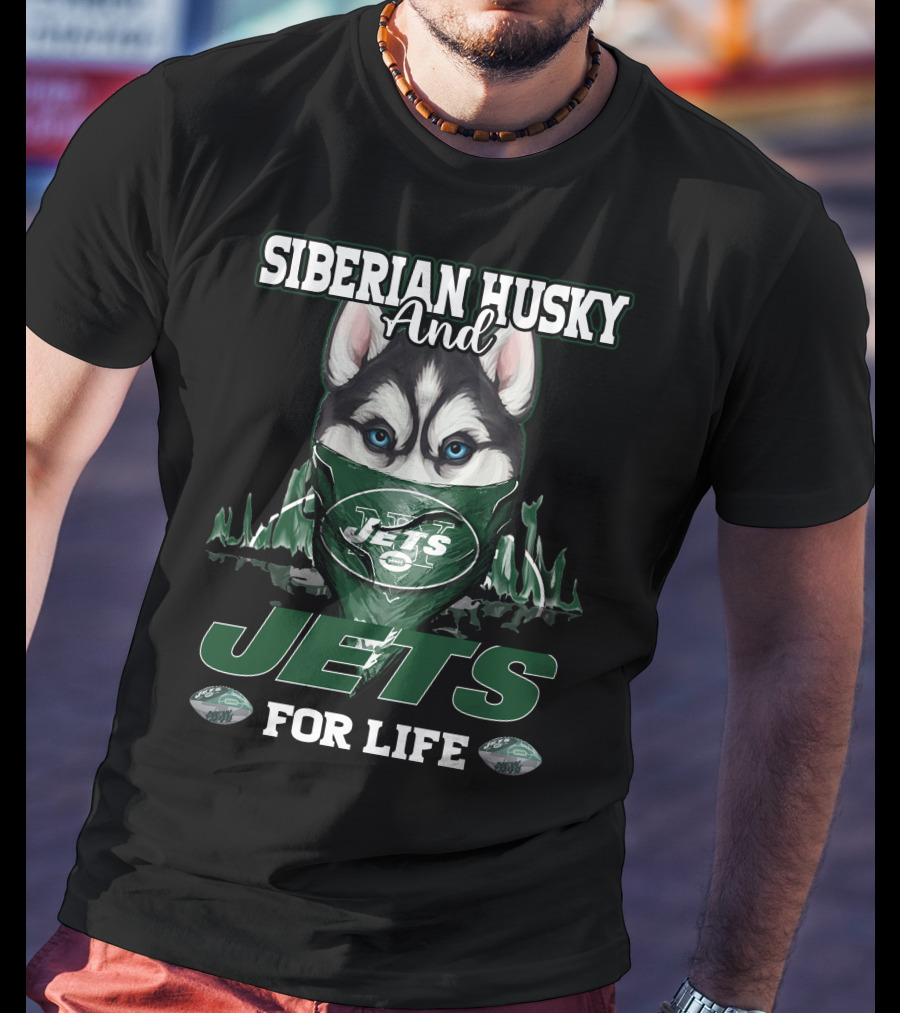 Siberian Husky And Jets For Life T-Shirt