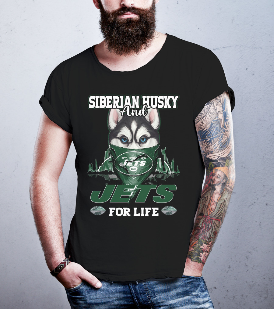 Siberian Husky And Jets For Life T-Shirt