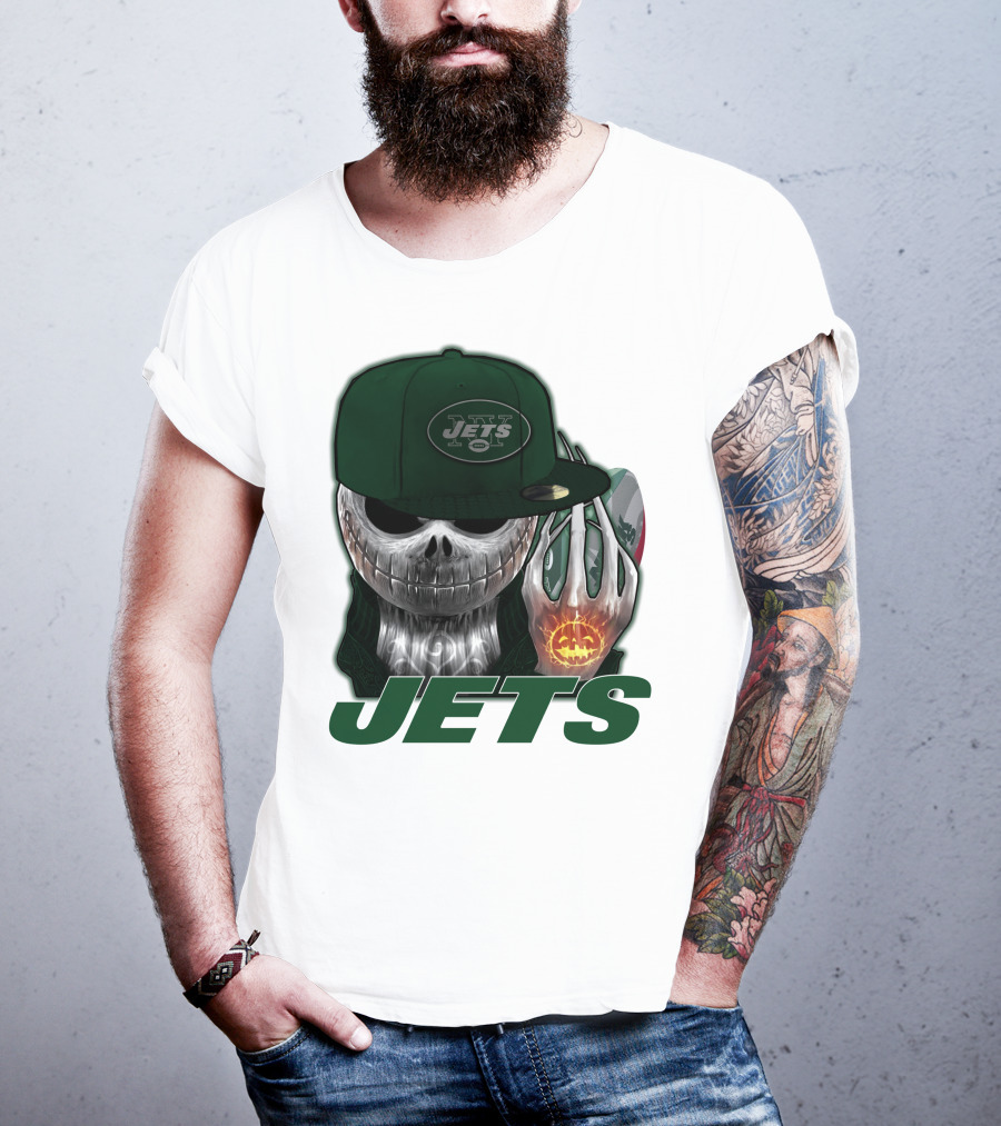 Jets Jackskull Halloween Football Fanatic T-Shirt