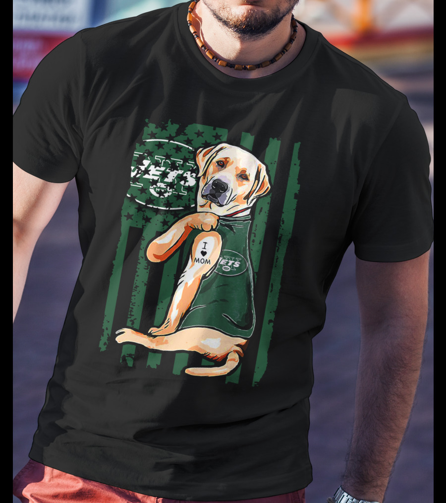 Labrador Retriever New York Jets I Love Mom T-Shirt